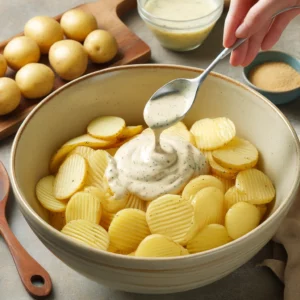 Kartoffeln mit Dressing mischen www.cooking maik.de